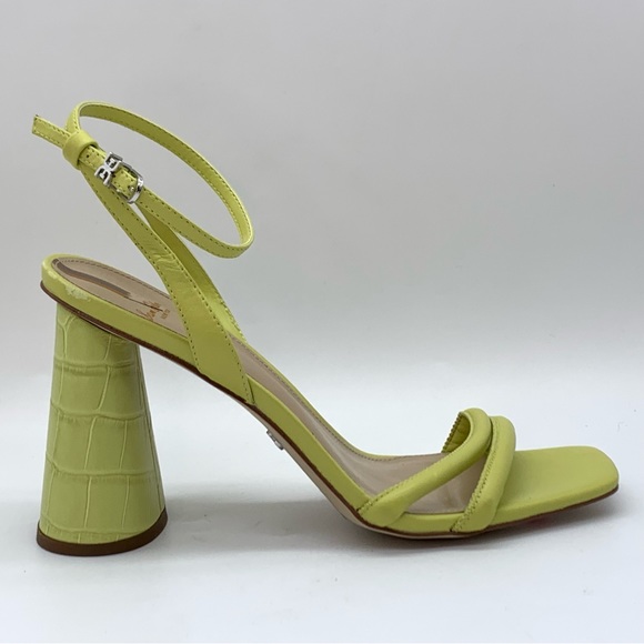 SAM EDELMAN Kia Leather Cone-Heel Sandal in Kiwi - Picture 2 of 14